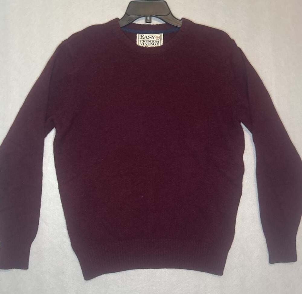 Maroon Crewneck Knit Sweater Medium Easy Premium Vintage 1973 Varsity Edition